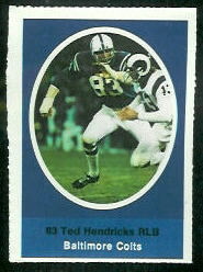1972 Sunoco Stamps      042      Ted Hendricks
